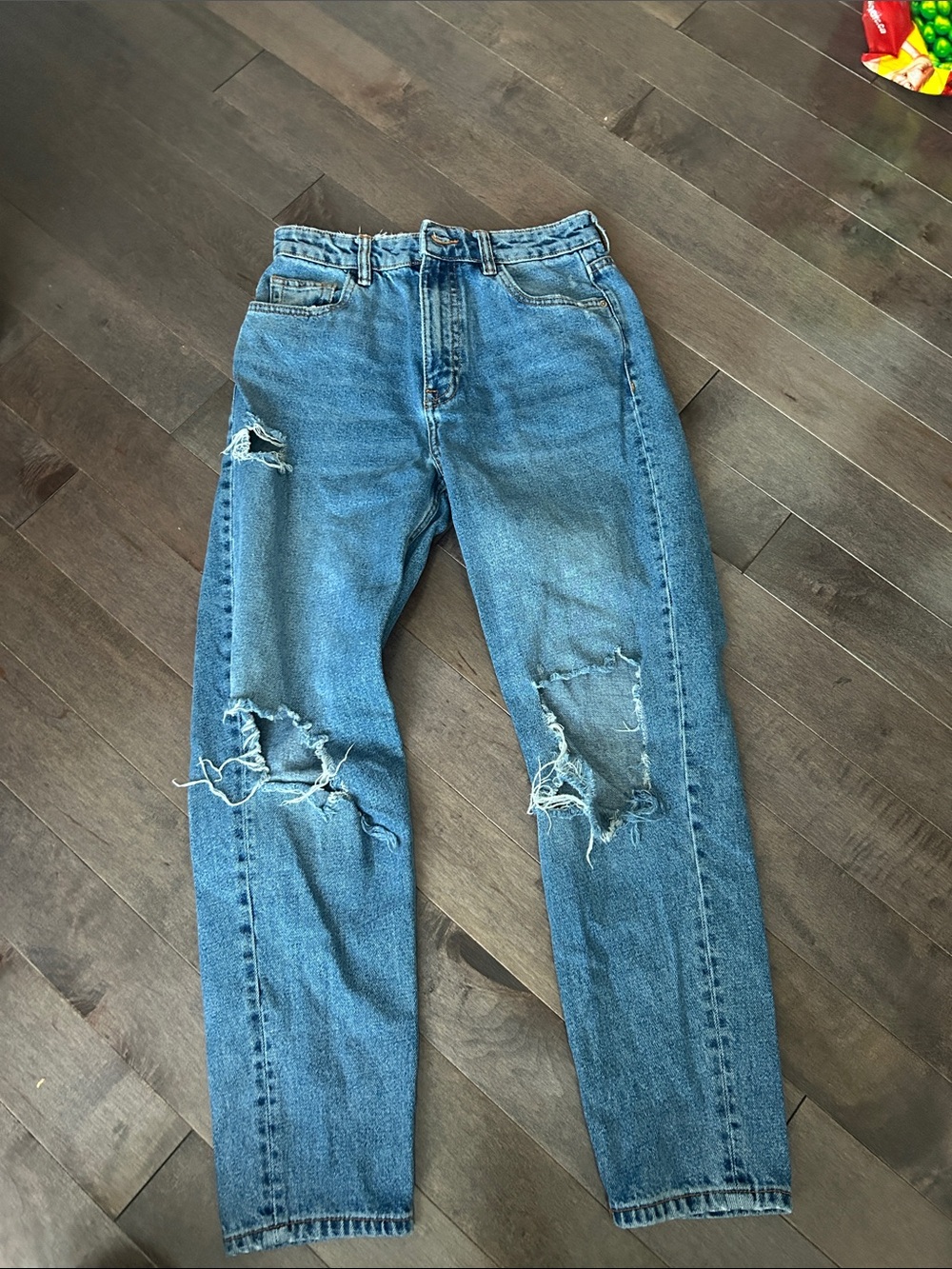Zara Blue Slim Straight Ripped Women's Jeans